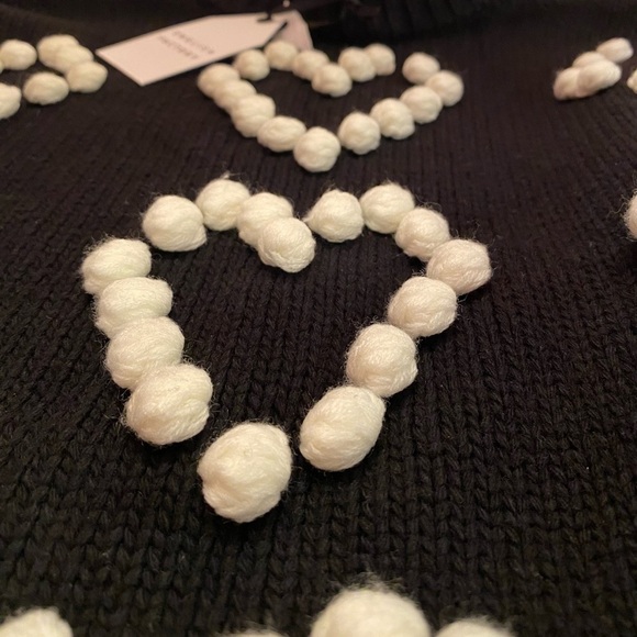 English Factory Woman’s Heart Pom Black Sweater Size Medium NWT - Picture 10 of 15